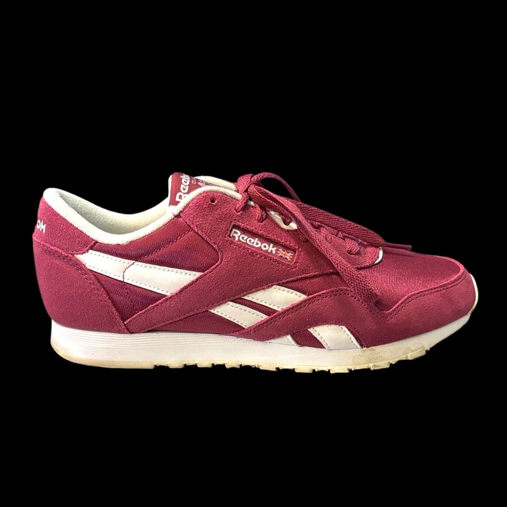Reebok Classic Nylon Maroon and White (Dark Pink) Sneakers - Picture 9 of 15